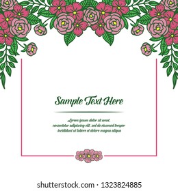 Vector illustration red flower frame with your sample text here hand drawn
