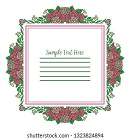 Vector illustration red flower frame with your sample text here hand drawn