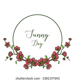 Vector illustration red flower frame for design of sunny day