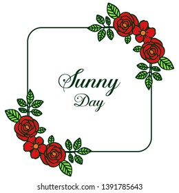 Vector illustration red flower frame for banner sunny day