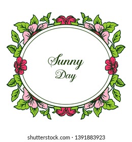 Vector illustration red flower frame with decoration sunny day