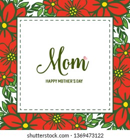 Vector illustration red flower frames blooms for card invitation mom hand drawn