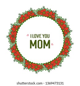Vector illustration red flower frames blooms for card invitation mom hand drawn