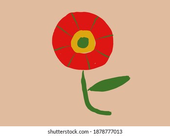 vector illustration of a red flower with a green stem