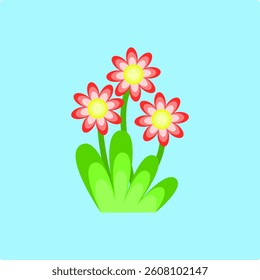 vector illustration of a red flower with green leaves