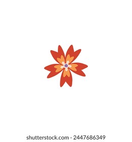 Vector illustration of a red flower, perfect for traditional Asian decor. The isolated design element reflects cultural aesthetics. Symmetry and simplicity in a floral motif.