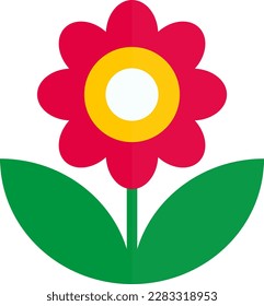 Ilustración vectorial de una flor roja. Flor simple, símbolo de crecimiento, florecimiento y primavera.