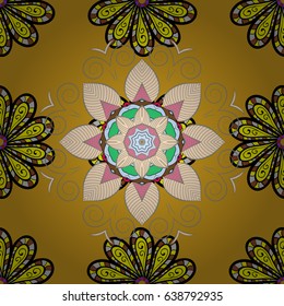 Vector illustration of red flowers. Seamless pattern with flowers on motley background.
