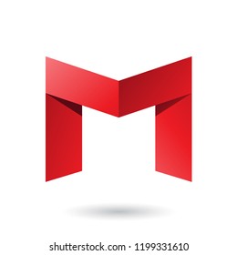 Ilustración vectorial de la letra M del papel rojo doblado aislada en un fondo blanco
