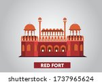 Vector illustration of Red Fort  in India