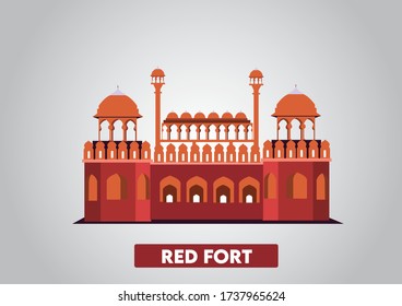 Vector illustration of Red Fort  in India