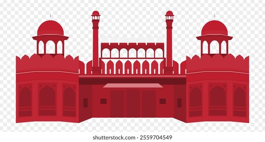 Vector illustration of Red Fort on transparent background