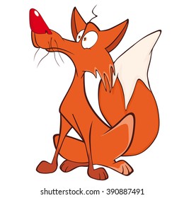 Vector Illustration of a Red Fox. Cartoon Character