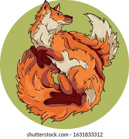 vector illustration red fox in forest