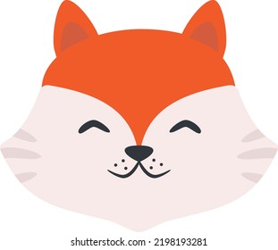 Vector illustration of red fox head in cartoon style. Vector fox character