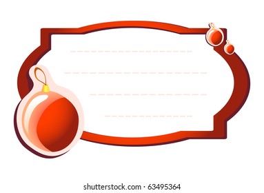 Ilustración vectorial del marco rojo con bolas de Navidad