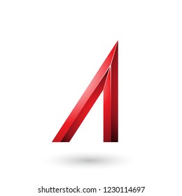 Vector Illustration of Red Geometrical Glossy Letter A isolated on a White Background