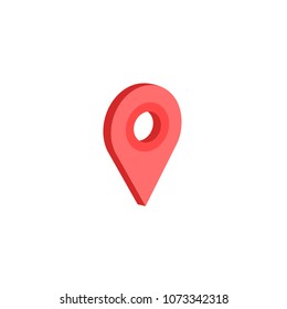vector illustration red geometry in isometric designation on a map. 3d view. on a white background