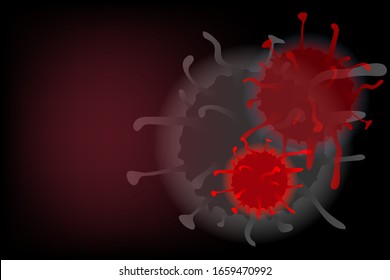 Ilustración vectorial de los gérmenes gérmenes rojos en un fondo negro.