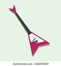 Vector Illustration Of A Red Gibson Faded Flying V Electrical Guitar Isolated On A White Background