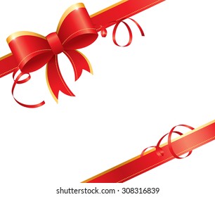 Vector illustration of red gift bow. Objects are logically grouped, easy to move or remove bow and ribbons.