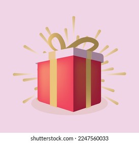 Vector illustration of a red gift box with a gold ribbon. surprise gift box icon design, celebrations, birthdays, parties, and special purposes.
