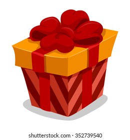 Vector Illustration of Red Gift Box with Red Ribbon
