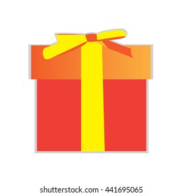 Vector illustration of red gift box, gift on birthday or other holiday