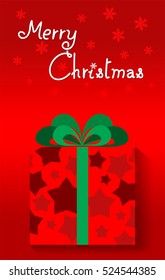 Vector illustration of red Gift box green ribbon for celebrations merry christmas