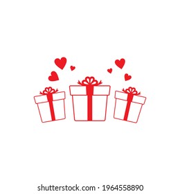 vector illustration red gift with heart icon