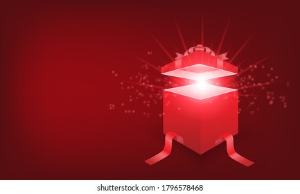 Vector illustration of red giftbox on red background