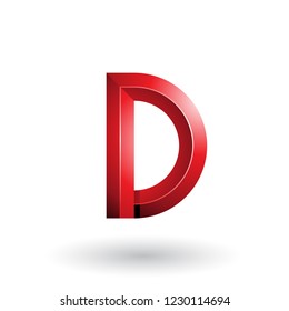 Vector Illustration of Red Glossy and Bold 3d Geometrical Letter D isolated on a White Background