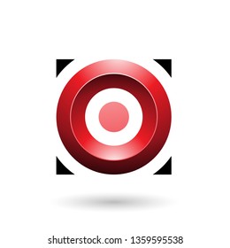 Vector Illustration of Red Glossy Circle in a Square isolated on a white background