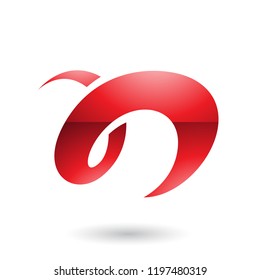Vector Illustration of Red Glossy Curvy Fun Letter N isolated on a White Background