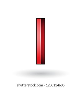 Vector Illustration of Red Glossy Embossed Letter I with a Dark Stroke isolated on a White Background