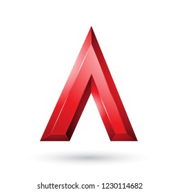 Vector Illustration of Red Glossy Geometrical Letter A isolated on a White Background