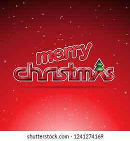 Vector Illustration of Red Glossy Merry Christmas Text Design