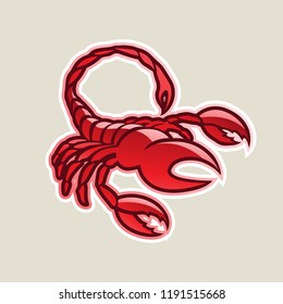 Vector Illustration of Red Glossy Scorpion Icon isolated on a White Background