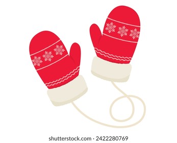 Vector illustration of red gloves with laces