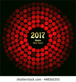 Vector illustration of Red glowing ball on a black background. 2017 Year.