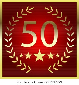 Vector illustration of Red gold background. 50 years anniversary