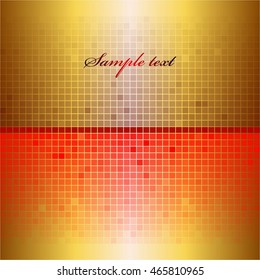 Vector illustration of Red gold background. Square. Text.