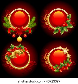 Vector illustration - red and gold christmas buttons