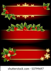 Vector illustration - red and gold  christmas banners