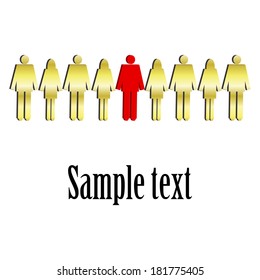 Vector illustration of Red and gold figures of people 