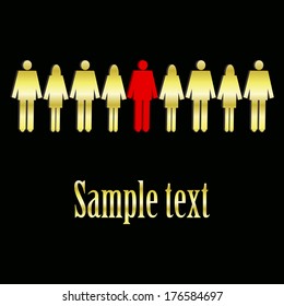   Vector illustration of Red and gold human figures on a black background
