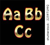 Vector illustration of Red - gold letters. Black background.