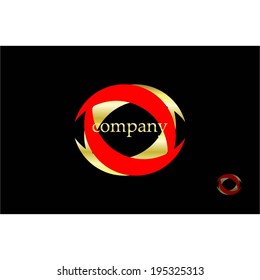 Vector illustration of Red - golden figure on a black background