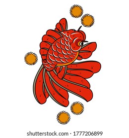 vector illustration of red goldfish. red goldfish tattoo designs