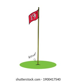 vector illustration of red golf flag isolated on a white